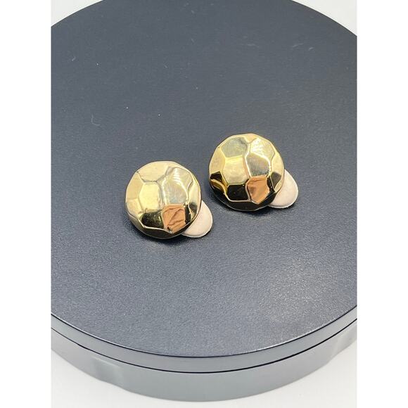 Simon Sebbag SSD 925 Vintage Hammered Round Gold Tone Clip on Earrings - Picture 9 of 9